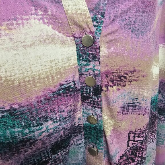 Alfani Purple Blue Abstract Polo Blouse Casual Retro Boho 3X - Picture 5 of 11